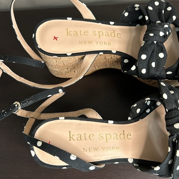 Kate Spade Shoe Julep Platform Wedges Polka Dot Black French Cream Sz 9 NEW - Picture 4 of 10